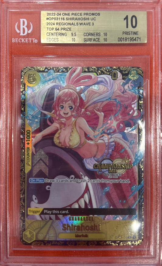 Shirahoshi UC 2022-24 One Piece Promos #op03116 2024 Regionals Wave 3 Top 64 Prize BGS 10