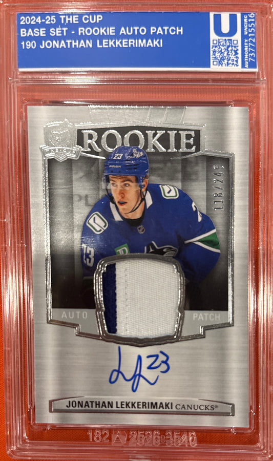 Jonathan Lekkerimaki 2025 The Cup #190 Rookie Patch Auto 118/249