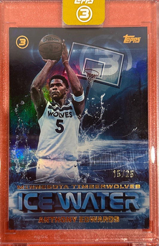 Anthony Edwards 2025 Topps Three #IW-17 Ice Water Orange 15/25