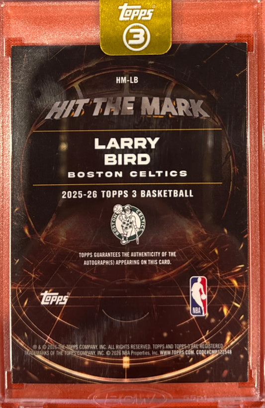 Larry Bird 2025 Topps Three #HM-LB Hit The Mark Auto 15/25 Sealed