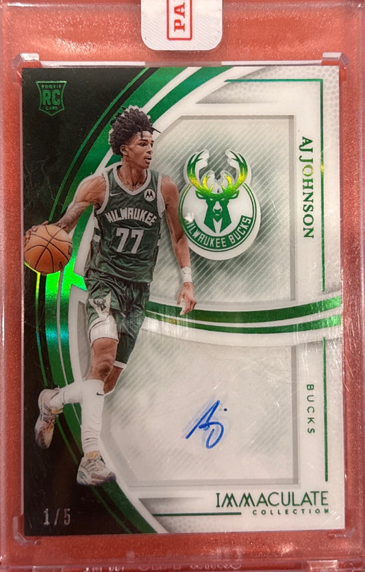AJ Johnson 2024 Panini Immaculate #SS-AJ Shadow Signatures Green 1/5