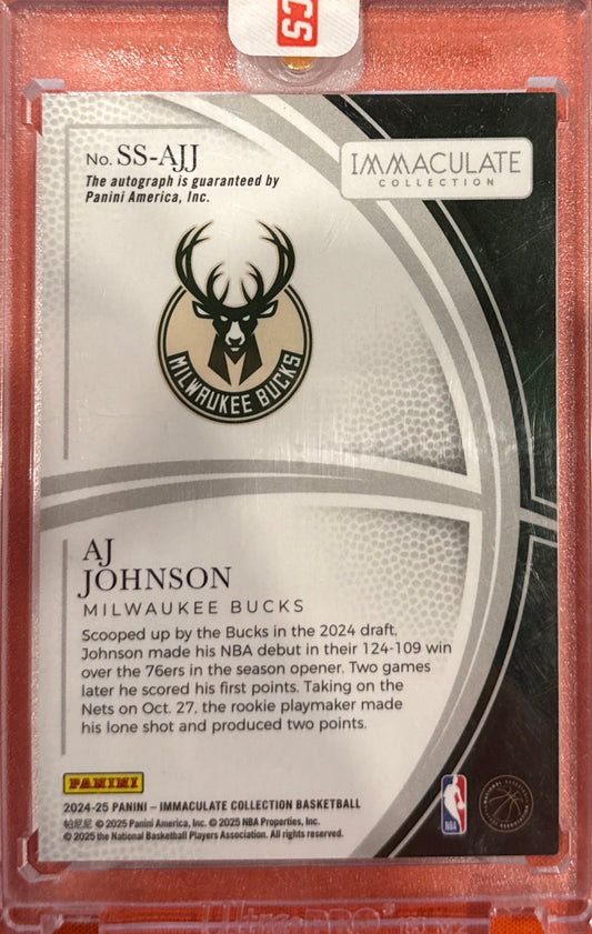 AJ Johnson 2024 Panini Immaculate #SS-AJ Shadow Signatures Green 1/5