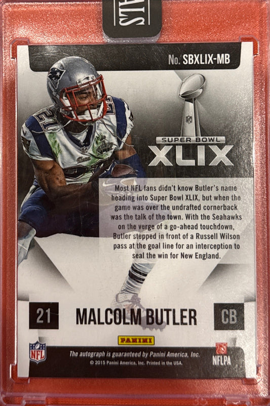 Malcolm Butler 2015 Panini Black Box #SBXLIX-MB Super Bowl Auto