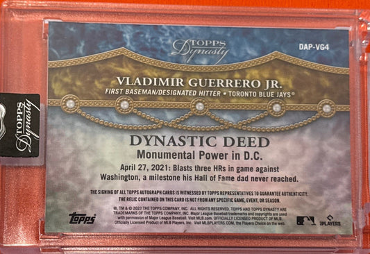 Vladimir Guerrero JR. 2022 Topps Dynasty Baseball #DAP-VG4 Patch Auto 6/10