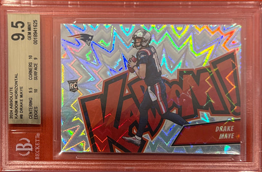 Drake Maye 2024 Absolute #8 Kaboom SSP Case Hit BGS 9.5