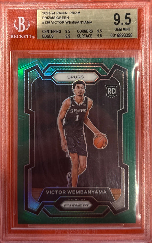 Victor Wembanyama 2023 Prizm #136 Rookie Green Prizm BGS 9.5