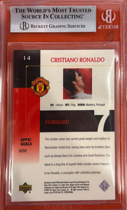 Cristiano Ronaldo 2003 UD Machester United #14 ROOKIE Bgs 8.5