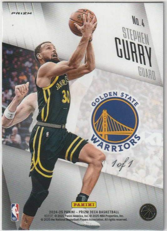 Stephen Curry 2024-25 Prizm Deca #4 Brilliance Black 1/1