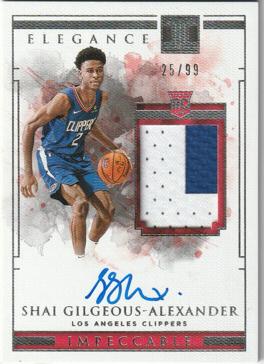 Shai Gilgeous-Alexander 2018 Panini Impeccable #121 Rookie Jersey Auto 25/99