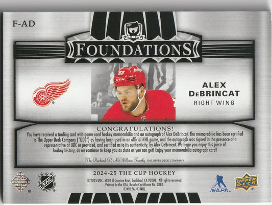 Alex Debrincat 2025 The Cup #F-AD Foundations Patch Auto Black (Game-Used) 1/1