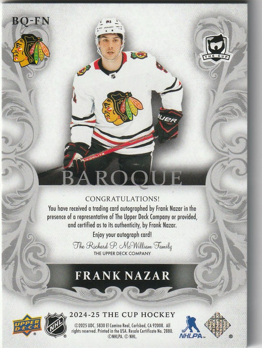 Frank Nazar 2025 The Cup #BQ-FN Baroque Rookie Autographs 34/99