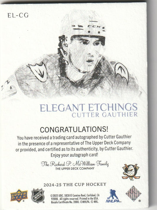 Cutter Gauthier 2025 The Cup #EL-CG Elegant Etchings Auto