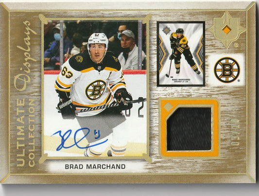 Brad Marchand 2021-22 Ultimate Collection #UDA-BM Displays Autographs (Game-Used) 3/10