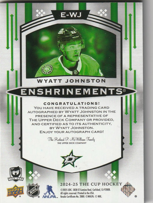 Wyatt Johnston 2025 The Cup #E-WJ Enshrinements Auto 42/99