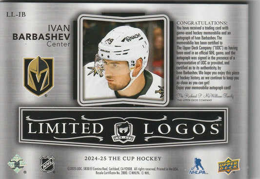 Ivan Barbashev 2025 The Cup #LL-IB Limited Logos Auto (Game-Used) 18/50