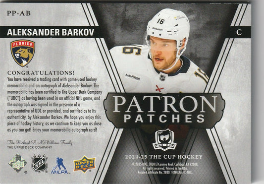 Aleksander Barkov 2025 The Cup #PP-AB Patron Patches Auto 2/5