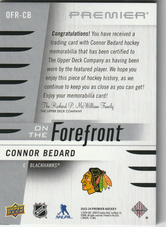 Connor Bedard 2023-24 Premier Hockey #OFR-CB On The Forefront Rookie Patch 5/75