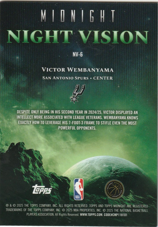 Victor Wembanyama 2025 Topps Midnight #NV-6 Night Vision Case Hit