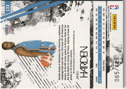 James Harden 2009-10 Rookies & Stars Patch Auto 65/449