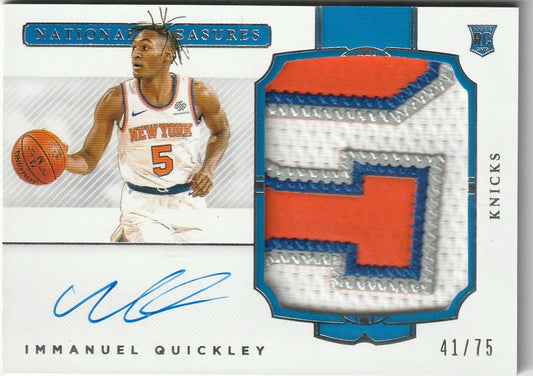 Immanuel Quickley 2020-21 National Treasures #107 Rookie Patch Auto Horizontal 41/75