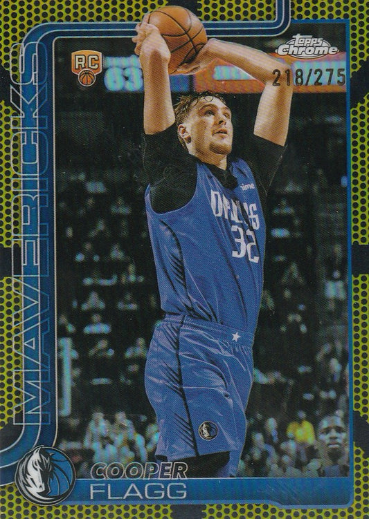 Cooper Flagg 2025 Topps Chrome Basketball #251 Yellow Basketball Refractor 218/275