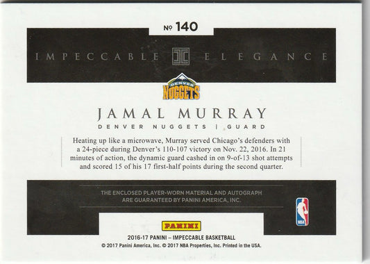 Jamal Murray 2017 Impeccable #140 Elegance Rookie Patch Auto 8/49