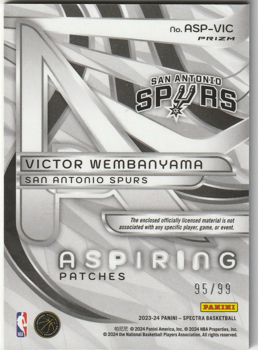 Victor Wembanyama 2024 Spectra #ASP-VIC Aspiring Rookie Patches Celestial 95/99