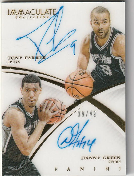 Tony Parker & Danny Green 2014-15 Immaculate #DA-TD Dual Autographs 39/49