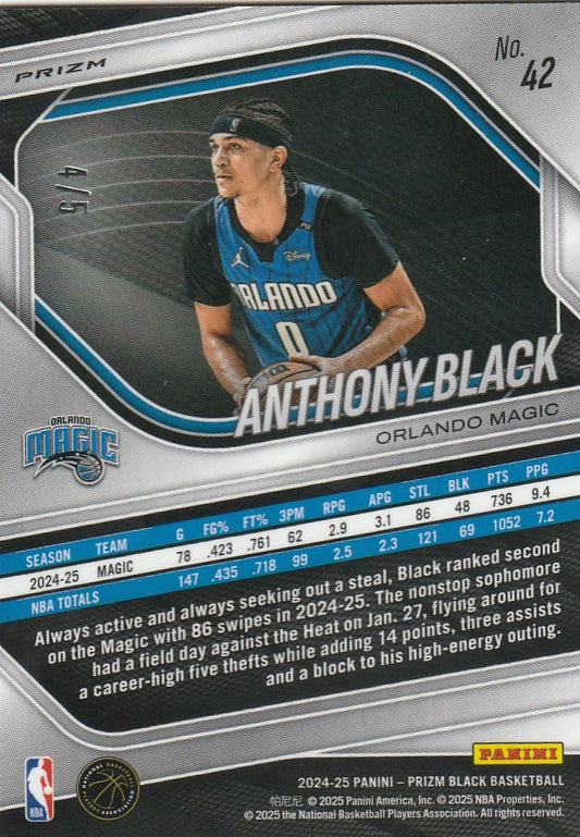 Anthony Black 2024-25 Prizm Black #42 Black-Gold 4/5