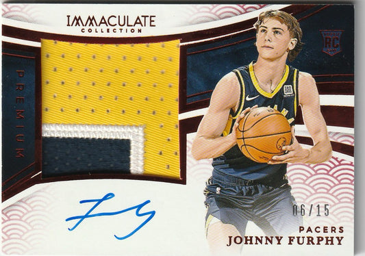Johnny Furphy 2024-25 Immaculate #PPA-JFU Premium Rookie Patch Autographs International 6/15