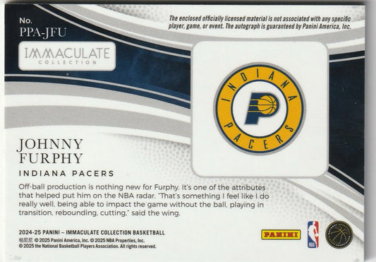 Johnny Furphy 2024-25 Immaculate #PPA-JFU Premium Rookie Patch Autographs International 6/15