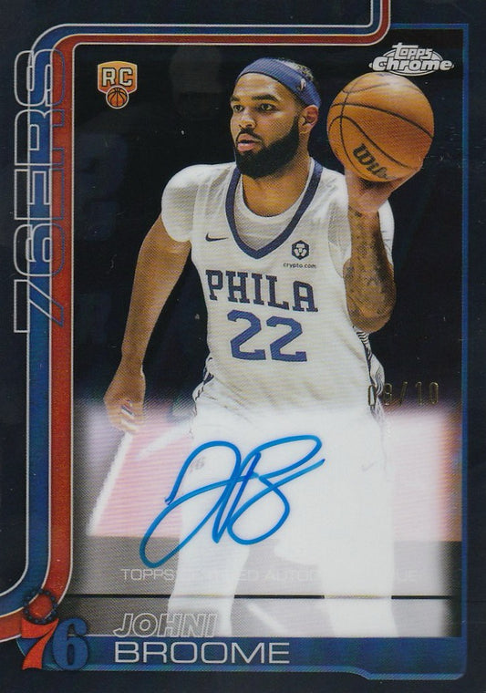 Johni Broome 2025 Topps Chrome Basketball #TCAR-JBE Rookie Autographs Black 8/10