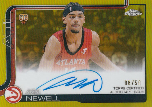 Asa Newell 2025 Topps Chrome Basketball #TCAR-AN Rookie Autographs Gold 08/50