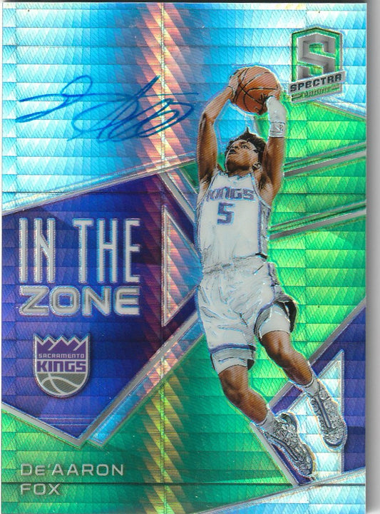 De'Aaron Fox 2018-19 Spectra #IZ-DAF In The Zone Autographs Neon Green 18/49