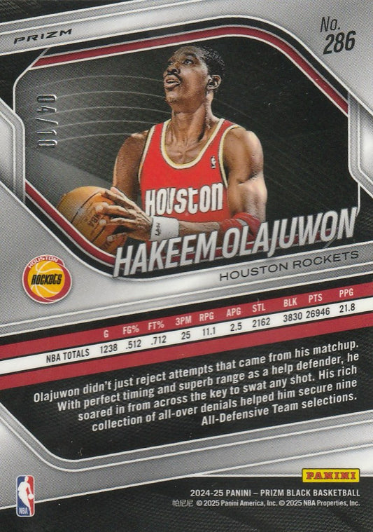 Hakeem Olajuwon 2024-25 Prizm Black #286 Gold 4/10