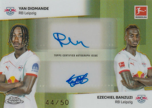 Yan Diomande & Ezechiel Banzuzi 2026 Topps Chrome #DA-DB Bundesliga Dual Autograph Gold Rookie 44/50