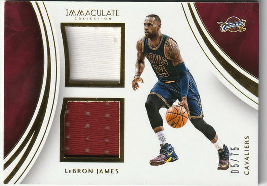 LeBron James 2015-16 Immaculate #18 Dual Patches 5/75 ( Game-Used)