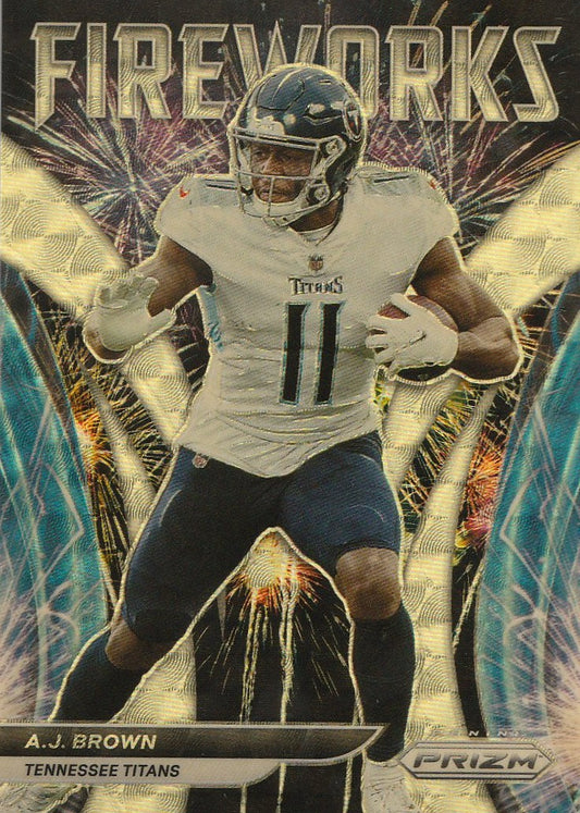 A.J. Brown 2021 Prizm Football #F-8 Fireworks Gold Vinyl 5/5 Raw
