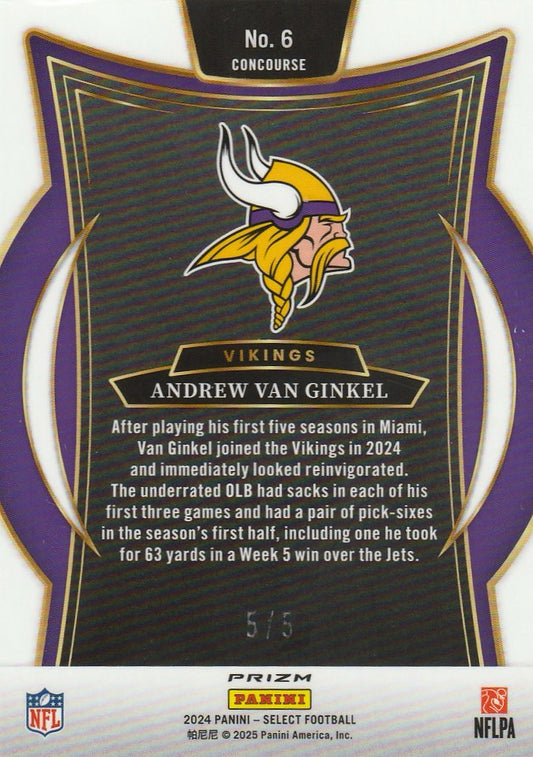 Andrew Van Ginkel 2024 Select Football #6 Green 5/5 Raw