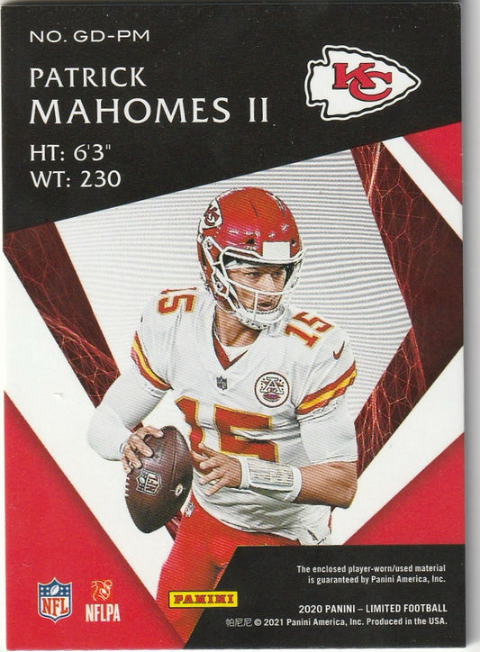 Patrick Mahomes 2020 Limited Football #GD-PM Game Day 2/15 (Player-Worm) Raw