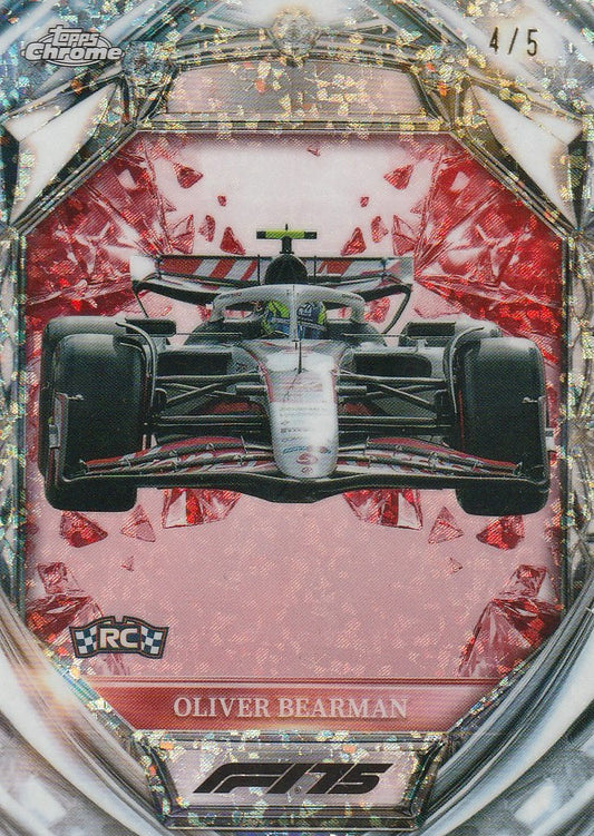 Oliver Bearman 2025 Topps Chrome F1 #D75-34 Red 4/5 Rookie Raw