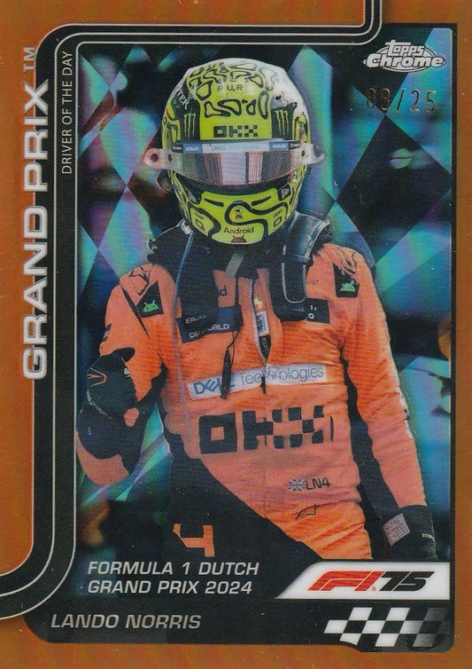 Lando Norris 2025 Topps Chrome F1 #136 Orange Refractor 8/25 Raw