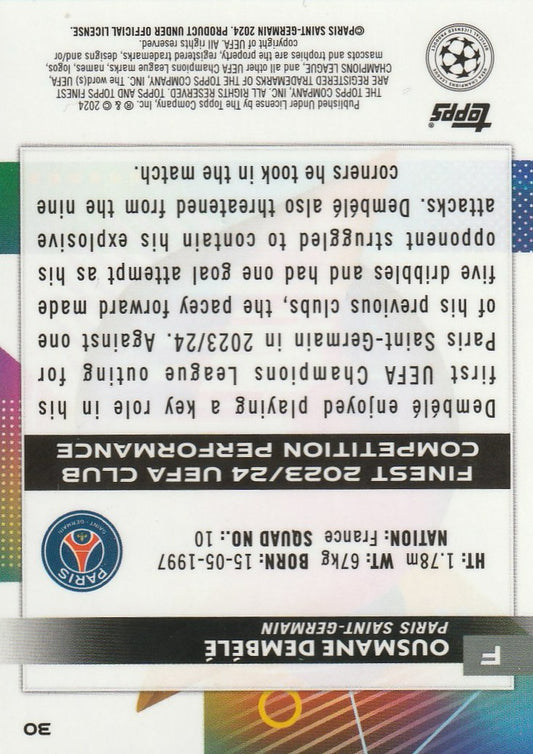 Ousmane Dembele 2024-25 Topps Finest UCC #30 Red 3/5