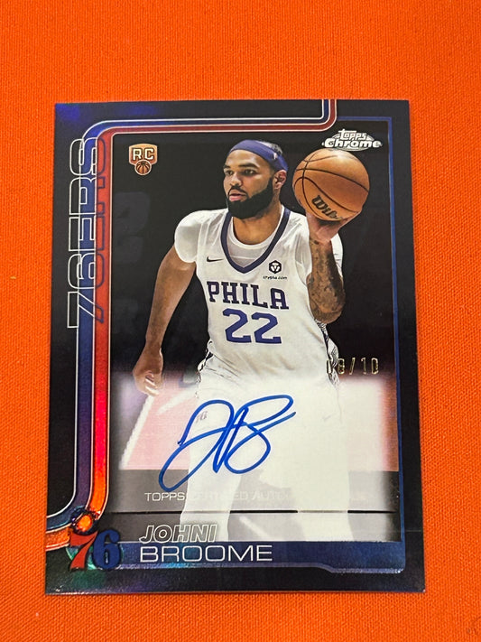 Johni Broome 2025 Topps Chrome #TCAR-JBE Black Refractor Rookie Auto 8/10