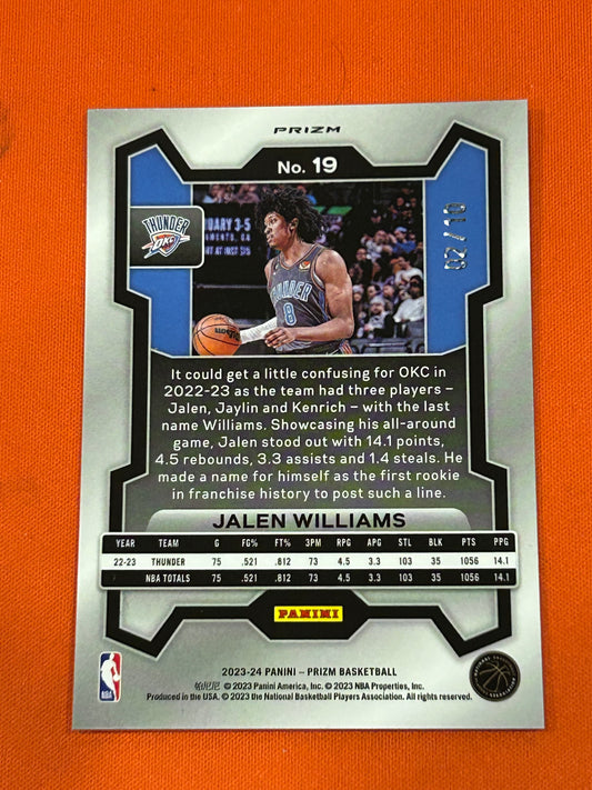 Jalen Williams 2023 Panini Prizm #19 Gold Wave 2/10