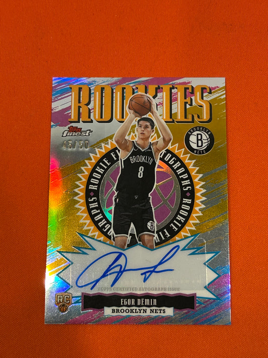 Egor Demin 2025 Topps Finest #RFA-ED Rookie Finest Autograph Gold 45/50