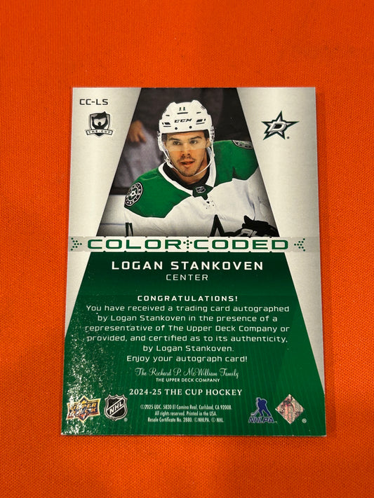 Logan Stankoven 2024 Upper Deck The Cup #CC-LS Color Coded Autograph 34/35