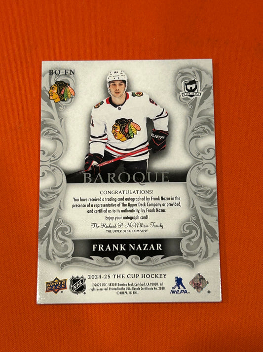 Frank Nazar 2024 Upper Deck The Cup #BQ-FN Baroque Autograph 34/99