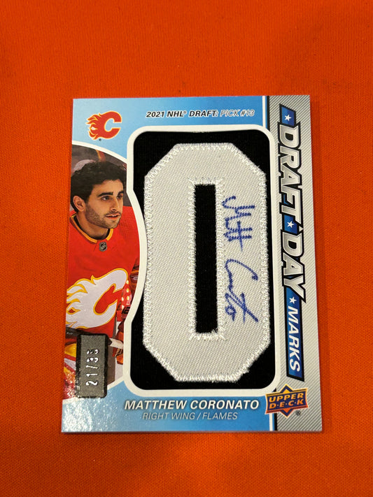 Matthew Coronato 2023 Upper Deck SP Game Used #DDM-MC Draft Day Marks 21/35