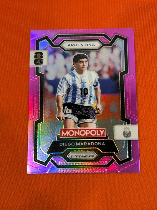 Diego Maradona 2026 Panini Prizm Monopoly #3 Pink 91/199